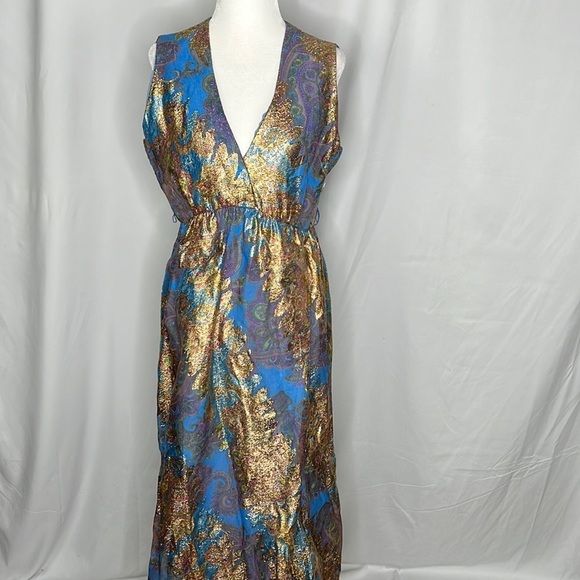 VINTAGE Morton  Miles for Malcolm Charles Metallic Sleeveless Gown - Picture 5 of 13
